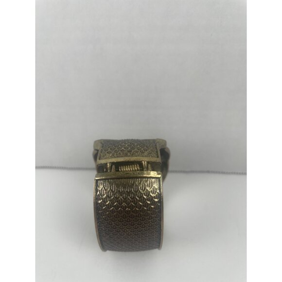 Brass Owl Cuff Bracelet With Black Stone Eyes Retro Statement Piece Unique - Picture 3 of 13